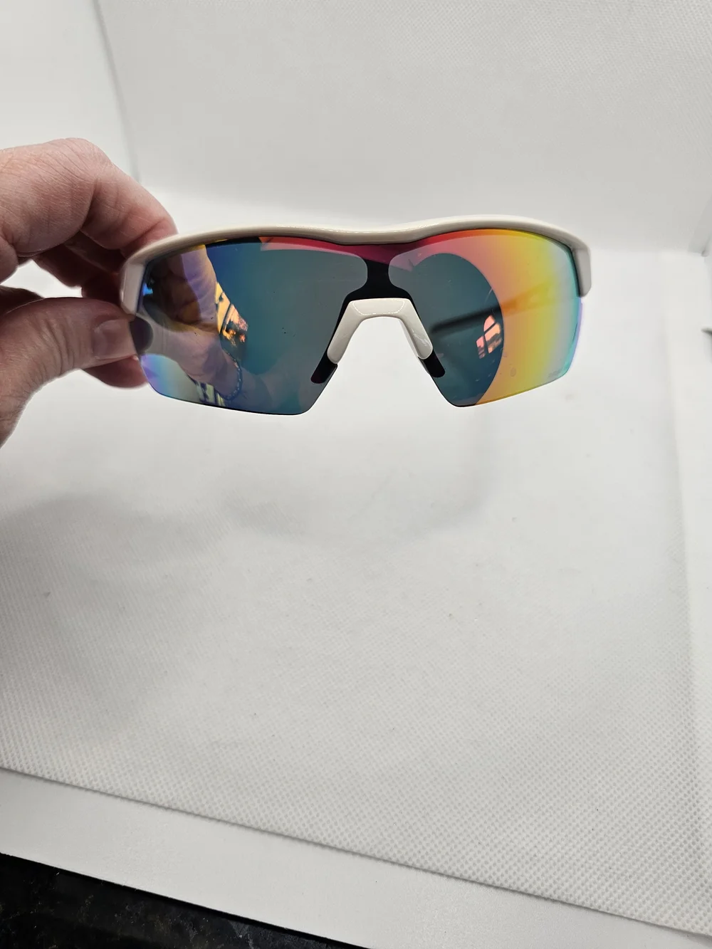 Rawlings Men's White Sport Sunglasses with Rainbow Mirrored Lens